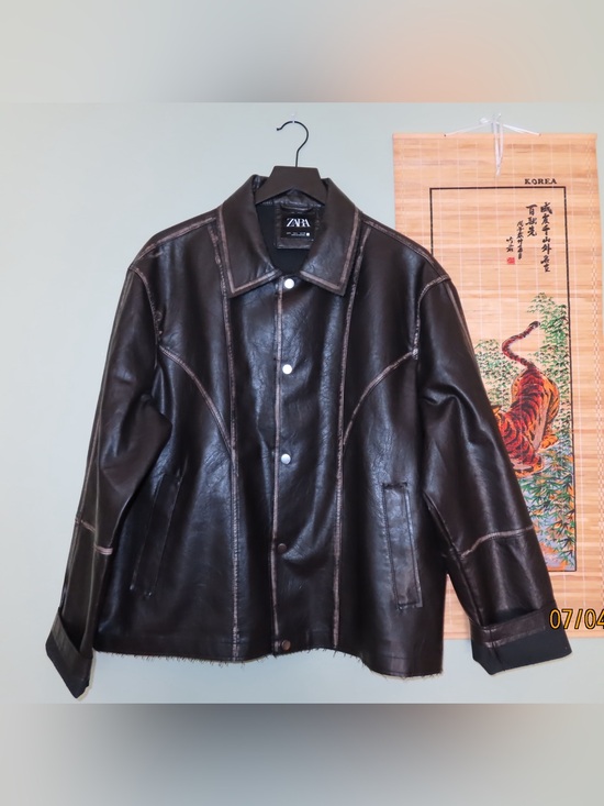 Zara Other - ZARA Black Faux Leather Bomber Jacket